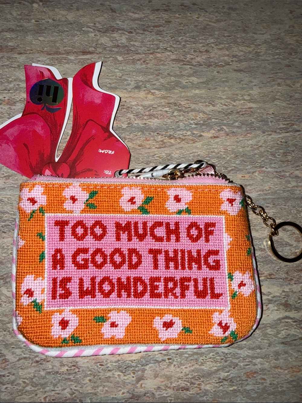 NEW Needlepoint Floral Coin Pouch